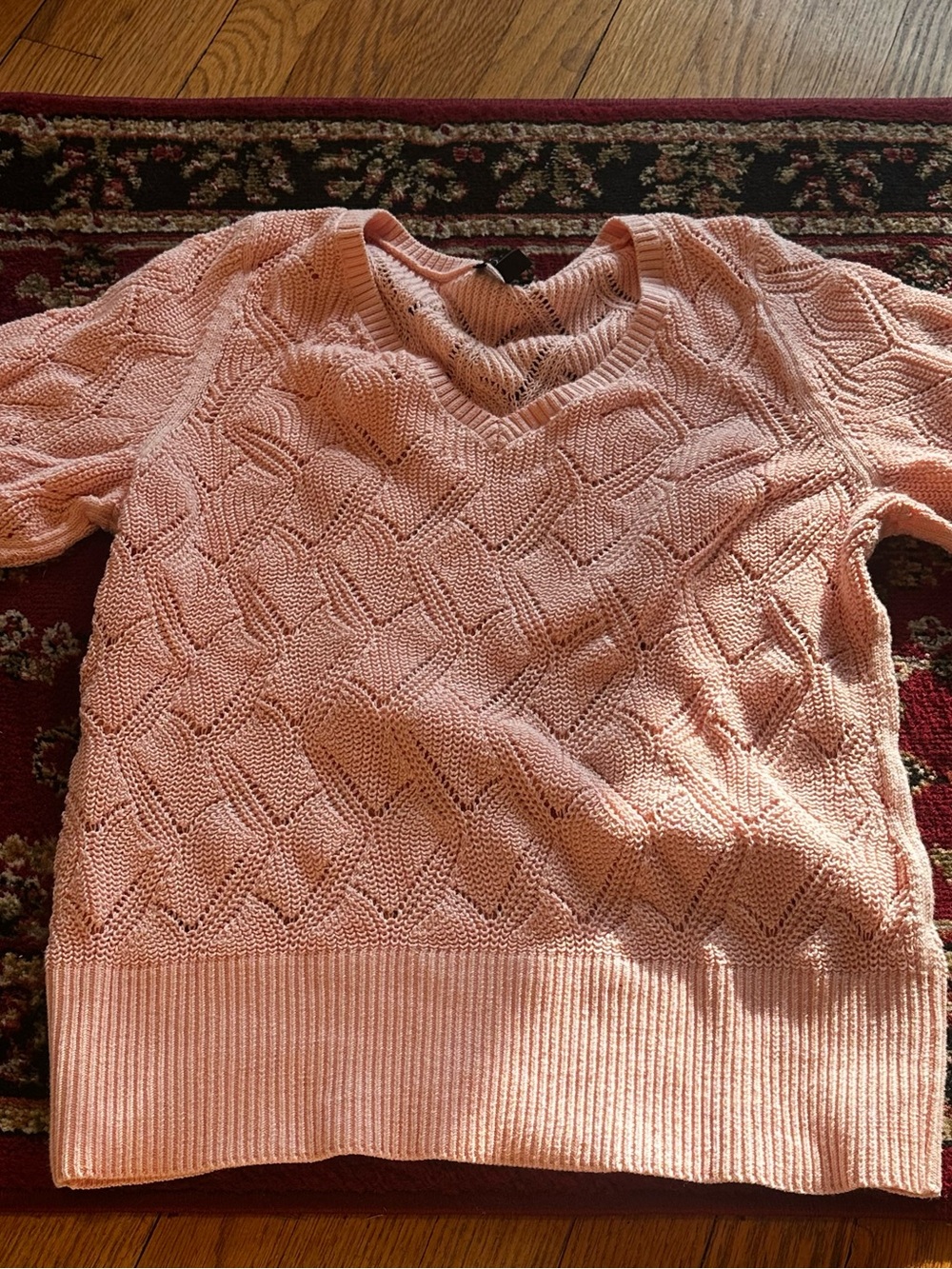 Talbots V-Neck Pink Knit Sweater size M